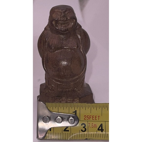 Vintage Chinese Laughing Buddha Wood Hand Carved Mini Desk Top Ho Tai Temple 3" - Picture 13 of 13